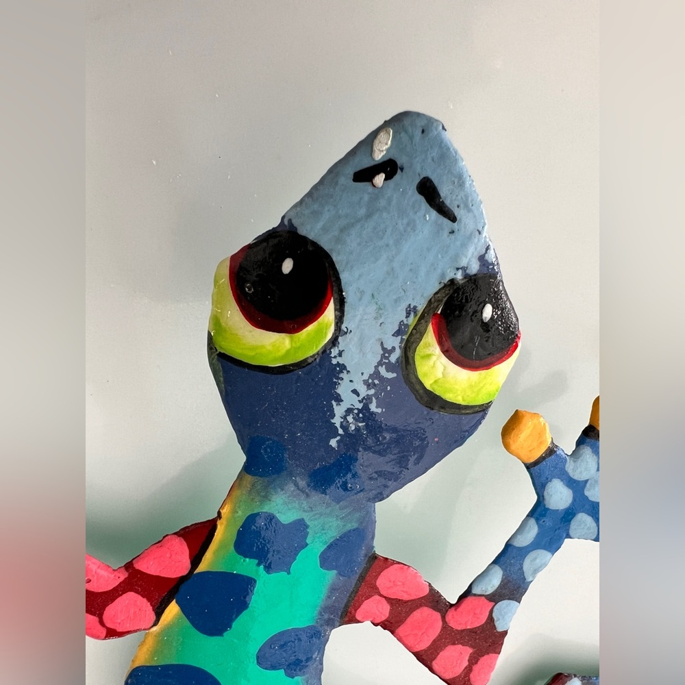 Metal Gecko Wall Art Handmade Recycled Haiti Signed Pack 2 NWT - Picture 16 of 17